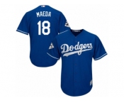 Youth Majestic Los Angeles Dodgers #18 Kenta Maeda Replica Royal Blue Alternate 2017 World Series Bound Cool Base MLB Jersey