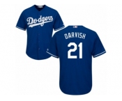 Youth Majestic Los Angeles Dodgers #21 Yu Darvish Replica Royal Blue Alternate Cool Base MLB Jersey