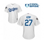 Youth Majestic Los Angeles Dodgers #27 Matt Kemp Authentic White Home Cool Base 2018 World Series MLB Jersey