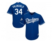 Youth Majestic Los Angeles Dodgers #34 Fernando Valenzuela Replica Royal Blue Alternate 2017 World Series Bound Cool Base MLB Jersey