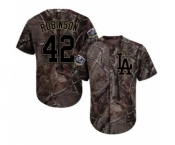 Youth Majestic Los Angeles Dodgers #42 Jackie Robinson Authentic Camo Realtree Collection Flex Base 2018 World Series MLB Jersey