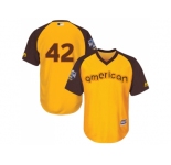 Youth Majestic Los Angeles Dodgers #42 Jackie Robinson Authentic Yellow 2016 All-Star American League BP Cool Base MLB Jersey