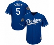 Youth Majestic Los Angeles Dodgers #5 Corey Seager Authentic Royal Blue Alternate Cool Base 2018 World Series MLB Jersey