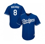 Youth Majestic Los Angeles Dodgers #8 Manny Machado Authentic Royal Blue Alternate Cool Base MLB Jersey