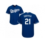 Youth Yu Darvish #21 Los Angeles Dodgers Alternate Royal Cool Base Jersey
