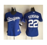 Women Los Angeles Dodgers #22 Clayton Kershaw Blue Alternate Stitched Baseball Jersey
