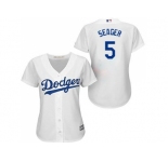 Women Los Angeles Dodgers #5 Corey Seager white Alternate Stitched Baseball Jersey