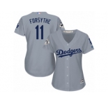 Women Majestic Los Angeles Dodgers #11 Logan Forsythe Replica Grey Road 2017 World Series Bound Cool Base MLB Jersey