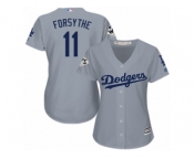 Women Majestic Los Angeles Dodgers #11 Logan Forsythe Replica Grey Road 2017 World Series Bound Cool Base MLB Jersey