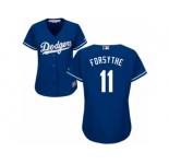 Women Majestic Los Angeles Dodgers #11 Logan Forsythe Replica Royal Blue Alternate Cool Base MLB Jersey