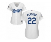 Women Majestic Los Angeles Dodgers #22 Clayton Kershaw Replica White Home 2017 World Series Bound Cool Base MLB Jersey