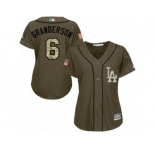 Women Majestic Los Angeles Dodgers #6 Curtis Granderson Authentic Green Salute to Service MLB Jersey