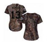 Women's Majestic Los Angeles Dodgers #13 Max Muncy Authentic Camo Realtree Collection Flex Base 2018 World Series MLB Jersey