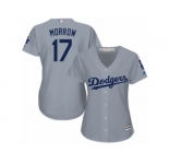Women's Majestic Los Angeles Dodgers #17 Brandon Morrow Authentic Grey Road Cool Base MLB Jersey