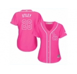 Women's Majestic Los Angeles Dodgers #26 Chase Utley Authentic Pink Fashion Cool Base MLB Jersey