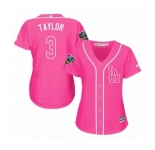 Women's Majestic Los Angeles Dodgers #3 Chris Taylor Authentic Pink Fashion Cool Base 2018 World Series MLB Jersey