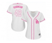 Women's Majestic Los Angeles Dodgers #42 Jackie Robinson Replica White Fashion Cool Base MLB Jersey