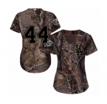 Women's Majestic Los Angeles Dodgers #44 Rich Hill Authentic Camo Realtree Collection Flex Base 2018 World Series MLB Jersey