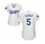 Women's Majestic Los Angeles Dodgers #5 Corey Seager Authentic White Home Cool Base 2018 World Series MLB Jersey