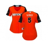 Women's Majestic Los Angeles Dodgers #5 Corey Seager Replica Orange National League 2017 MLB All-Star MLB Jersey