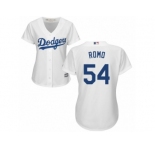 Women's Majestic Los Angeles Dodgers #54 Sergio Romo Replica White Home Cool Base MLB Jersey