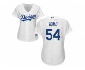Women's Majestic Los Angeles Dodgers #54 Sergio Romo Replica White Home Cool Base MLB Jersey