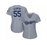 Women's Majestic Los Angeles Dodgers #55 Joe Blanton Authentic Grey Road Cool Base MLB Jersey