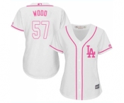 Women's Majestic Los Angeles Dodgers #57 Alex Wood Authentic White Fashion Cool Base MLB Jersey