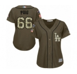 Women's Majestic Los Angeles Dodgers #66 Yasiel Puig Authentic Green Salute to Service 2018 World Series MLB Jersey