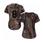 Women's Majestic Los Angeles Dodgers #8 Manny Machado Authentic Camo Realtree Collection Flex Base 2018 World Series MLB Jersey