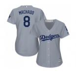 Women's Majestic Los Angeles Dodgers #8 Manny Machado Authentic Grey Road Cool Base MLB Jersey