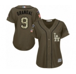 Women's Majestic Los Angeles Dodgers #9 Yasmani Grandal Authentic Green Salute to Service 2018 World Series MLB Jersey