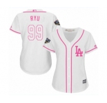 Women's Majestic Los Angeles Dodgers #99 Hyun-Jin Ryu Authentic White Fashion Cool Base 2018 World Series MLB Jersey