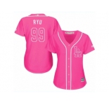 Women's Majestic Los Angeles Dodgers #99 Hyun-Jin Ryu Replica Pink Fashion Cool Base MLB Jersey
