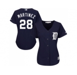Women's Detroit Tigers #28 J. D. Martinez Navy Blue Alternate Stitched MLB Jersey