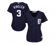Women's Detroit Tigers #3 Ian Kinsler Navy Blue Alternate Stitched MLB Jersey