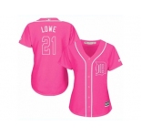 Women's Majestic Detroit Tigers #21 Mark Lowe Replica Pink Fashion Cool Base MLB Jersey