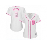 Women's Majestic Detroit Tigers #8 Justin Upton Authentic White Fashion Cool Base MLB Jersey