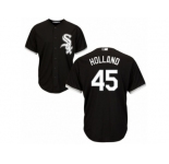 Youth Majestic Chicago White Sox #45 Derek Holland Replica Black Alternate Home Cool Base MLB Jersey