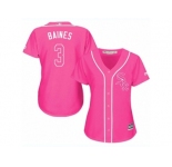 Women's Majestic Chicago White Sox #3 Harold Baines Replica Pink Fashion Cool Base MLB Jersey