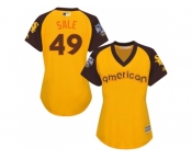 Women's Majestic Chicago White Sox #49 Chris Sale Authentic Yellow 2016 All-Star American League BP Cool Base MLB Jersey