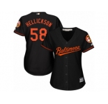 Women Majestic Baltimore Orioles #58 Jeremy Hellickson Replica Black Alternate Cool Base MLB Jersey