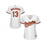 Women's Baltimore Orioles #13 Manny Machado Majestic White Home Cool Base Jersey