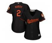 Women's Baltimore Orioles #2 J.J. Hardy Black Alternate Stitched MLB Jersey