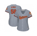 Women's Baltimore Orioles #56 Darren O'Day Grey Road Stitched MLB Jersey