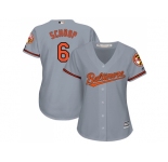 Women's Baltimore Orioles #6 Jonathan Schoop Grey Road Stitched MLB Jersey