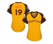 Women's Majestic Baltimore Orioles #19 Chris Davis Authentic Yellow 2016 All-Star American League BP Cool Base MLB Jersey