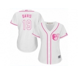 Women's Majestic Baltimore Orioles #19 Chris Davis Replica White Fashion Cool Base MLB Jersey