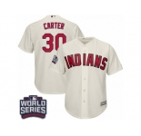 Youth Majestic Cleveland Indians #30 Joe Carter Authentic Cream Alternate 2 2016 World Series Bound Cool Base MLB Jersey