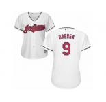 Women Majestic Cleveland Indians #9 Carlos Baerga Authentic White Home Cool Base MLB Jersey